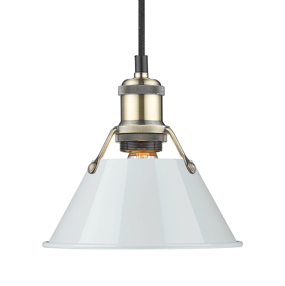 Yep by Golden Lighting Orwell 1-light 8in Pendant in Aged Brass and Dusky Blue shade